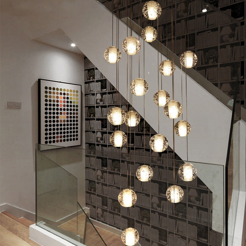 Oversized Nordic Art Round Air Bubbles Chandelier for Staircases
