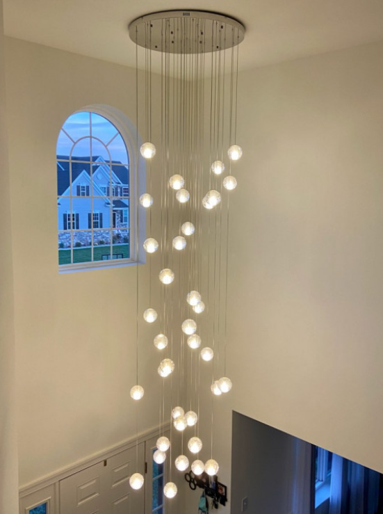 Oversized Nordic Art Round Air Bubbles Chandelier for Staircases