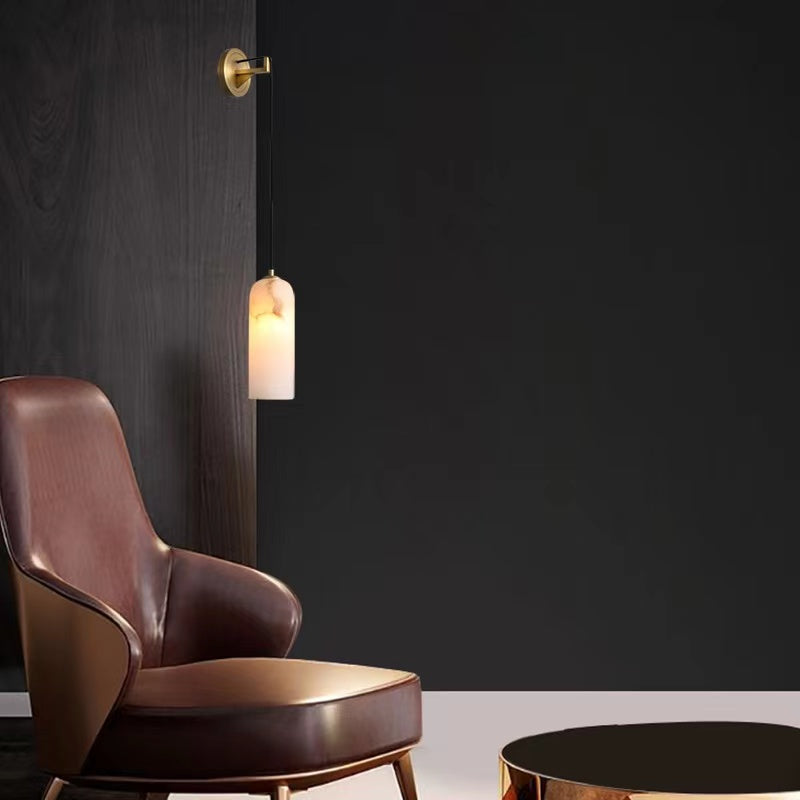 Louise Modern Alabaster Wall Sconce with Brass Finish