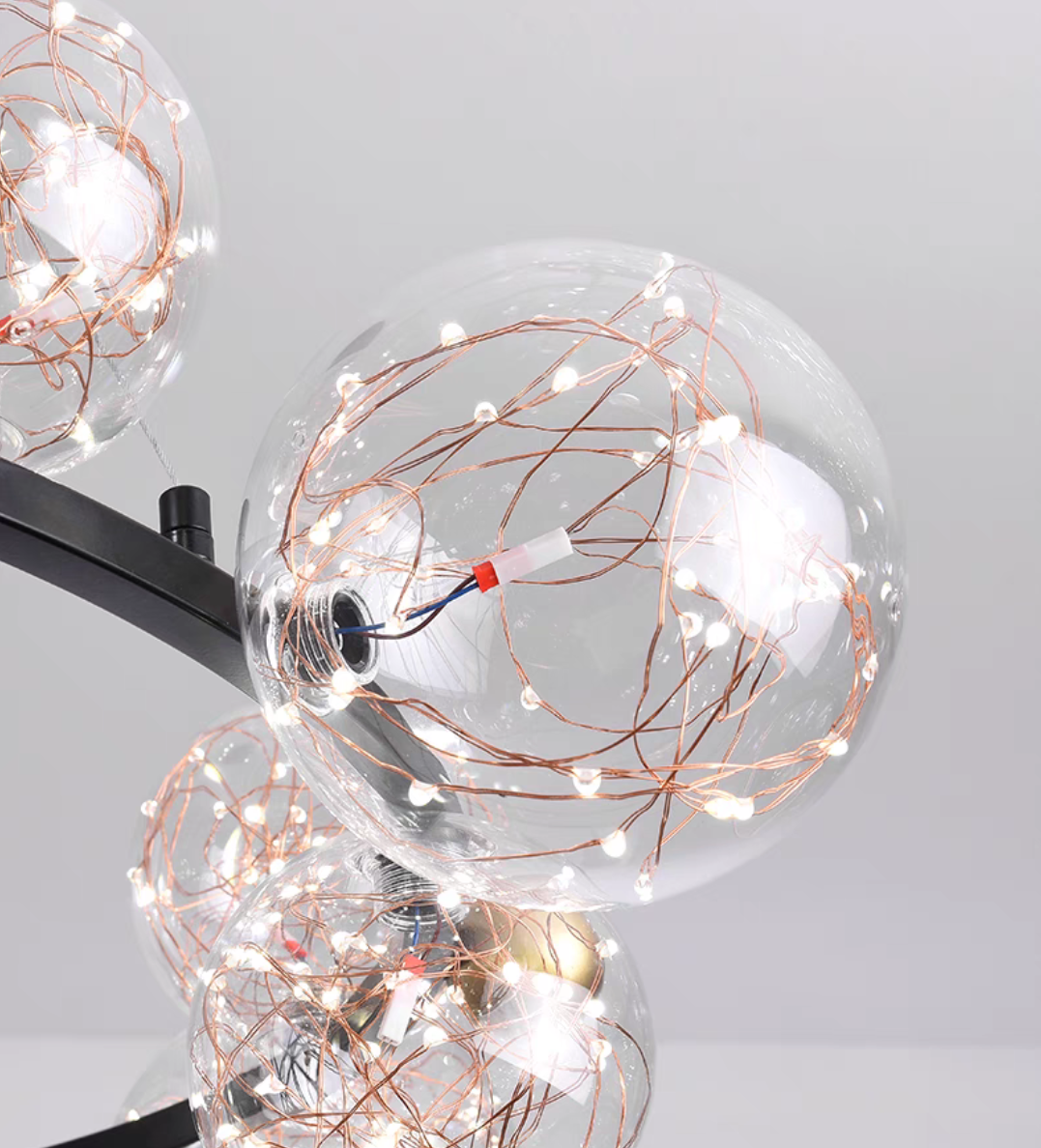 Clear Glass Globes Chandeliers For High Ceilings Ring Wheel For Dining Room Or Bedroom