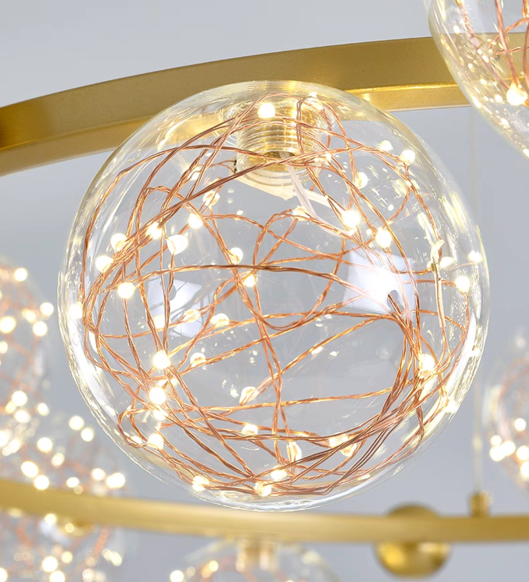 Clear Glass Globes Chandeliers For High Ceilings Ring Wheel For Dining Room Or Bedroom
