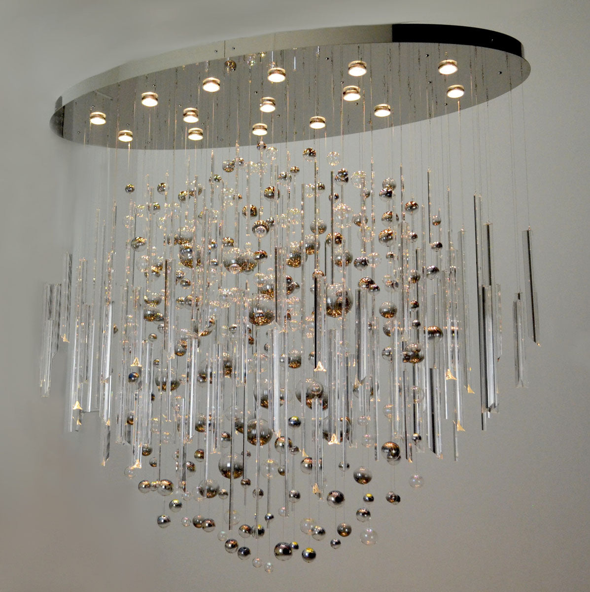 59'' Oval Chandelier for Dining Room Big Modern Glass Bubble Chandelier