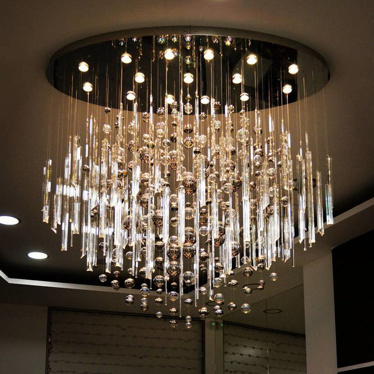 59'' Oval Chandelier for Dining Room Big Modern Glass Bubble Chandelier