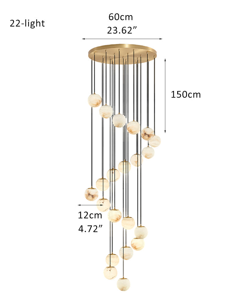Small Alabaster Cluster Globes Ceiling Pendant Light For High Ceiling