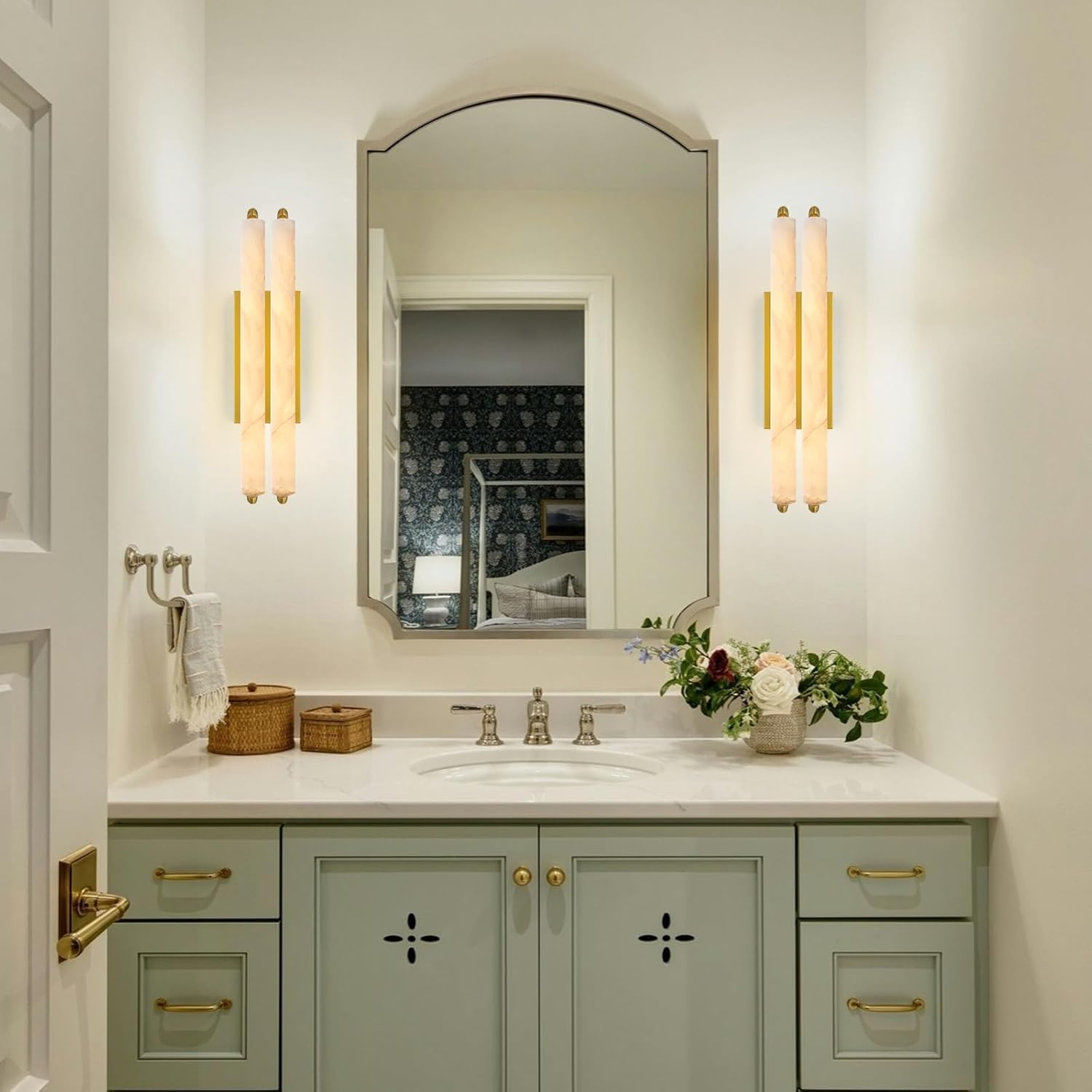 Elegant Alabaster Handcrafted Wall Sconce