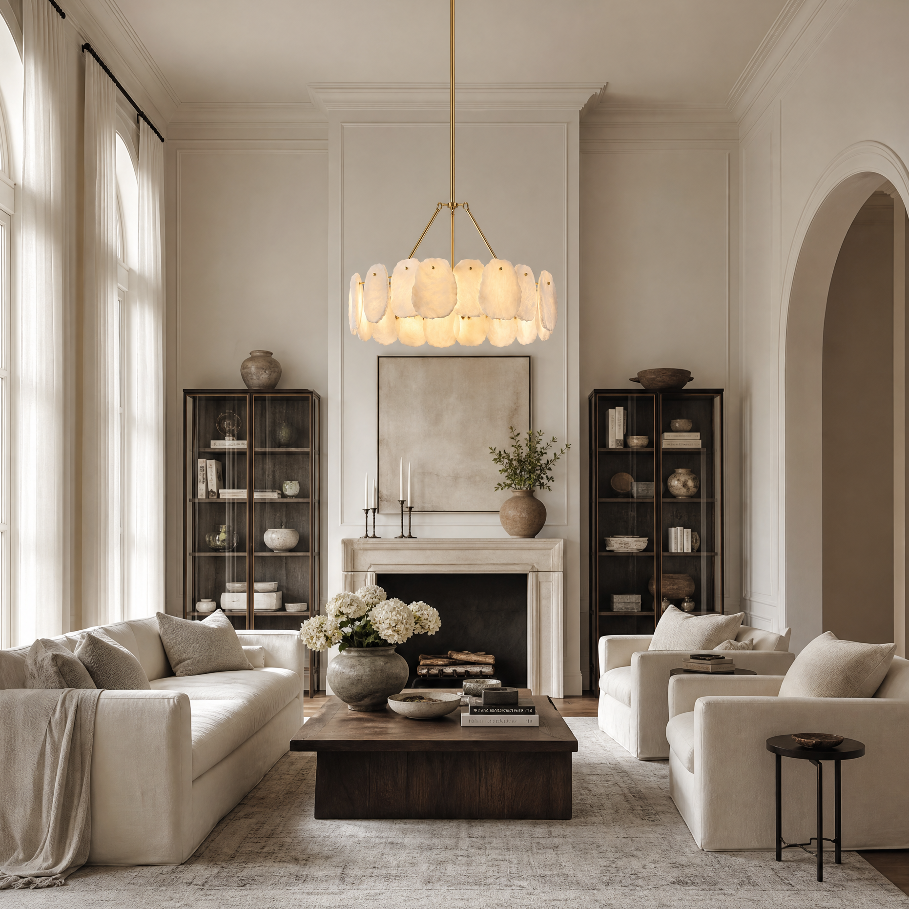 24" Spanish Alabaster Round Chandelier