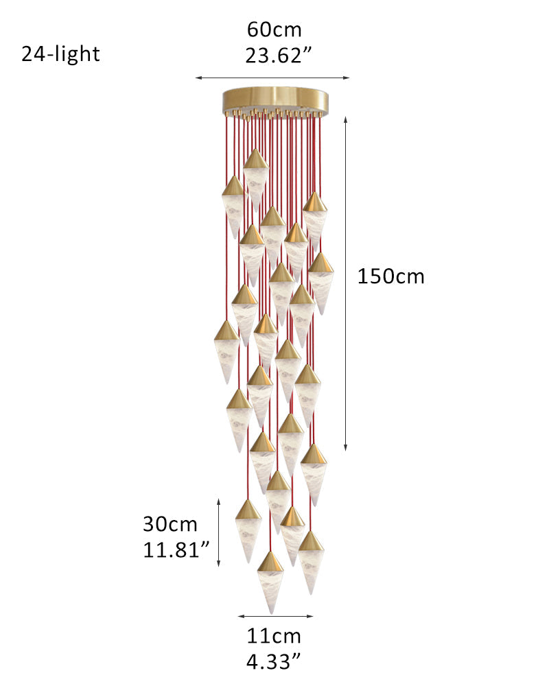 12 light Conical Cluster Minimalist Design Alabaster Pendant Light