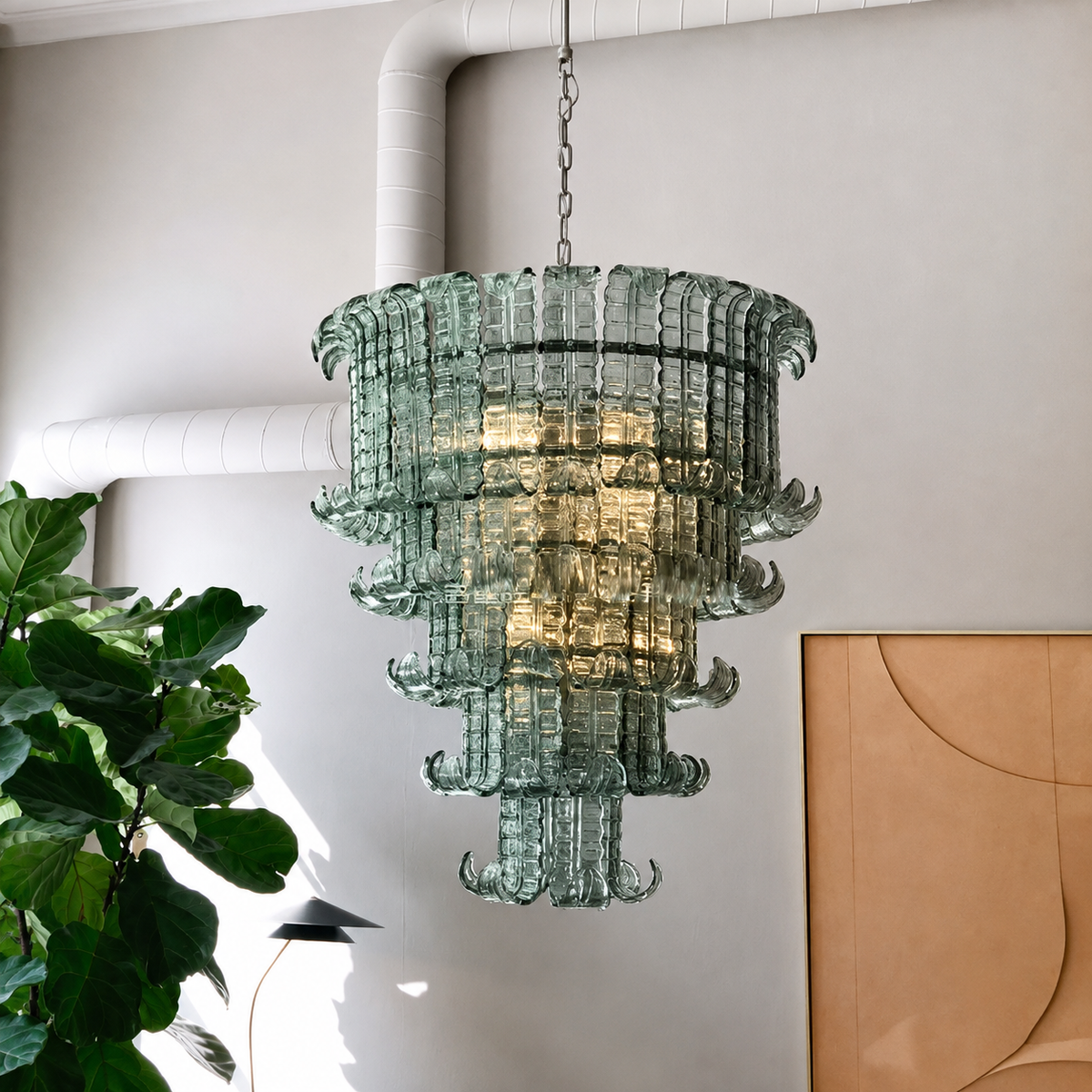 Tiered Chandelier Murano-Style Glass