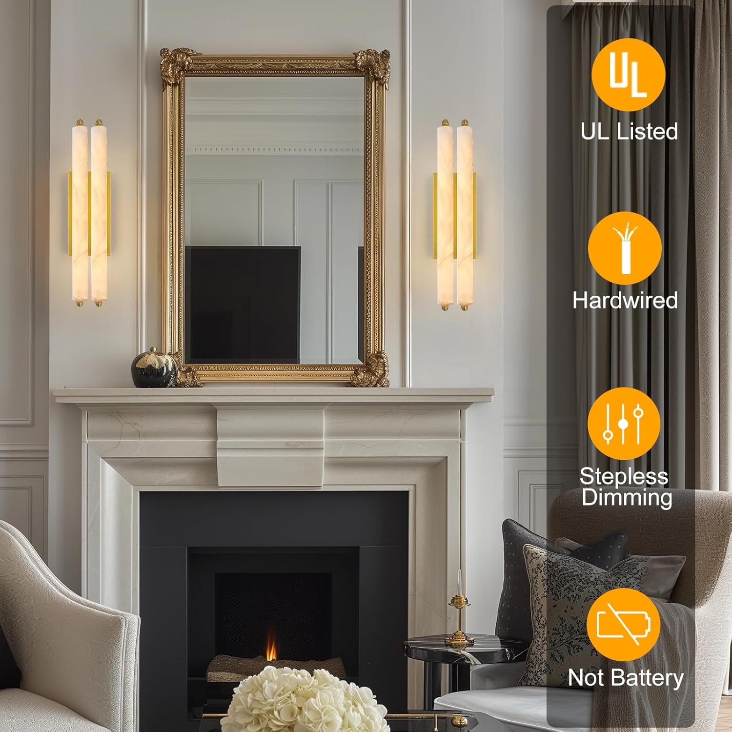 Elegant Alabaster Handcrafted Wall Sconce