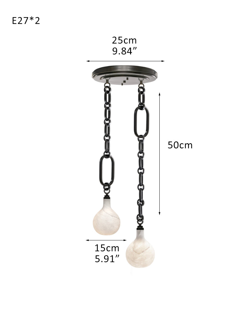 Cluster White Alabaster Globe Pendant Light with adjustable chain