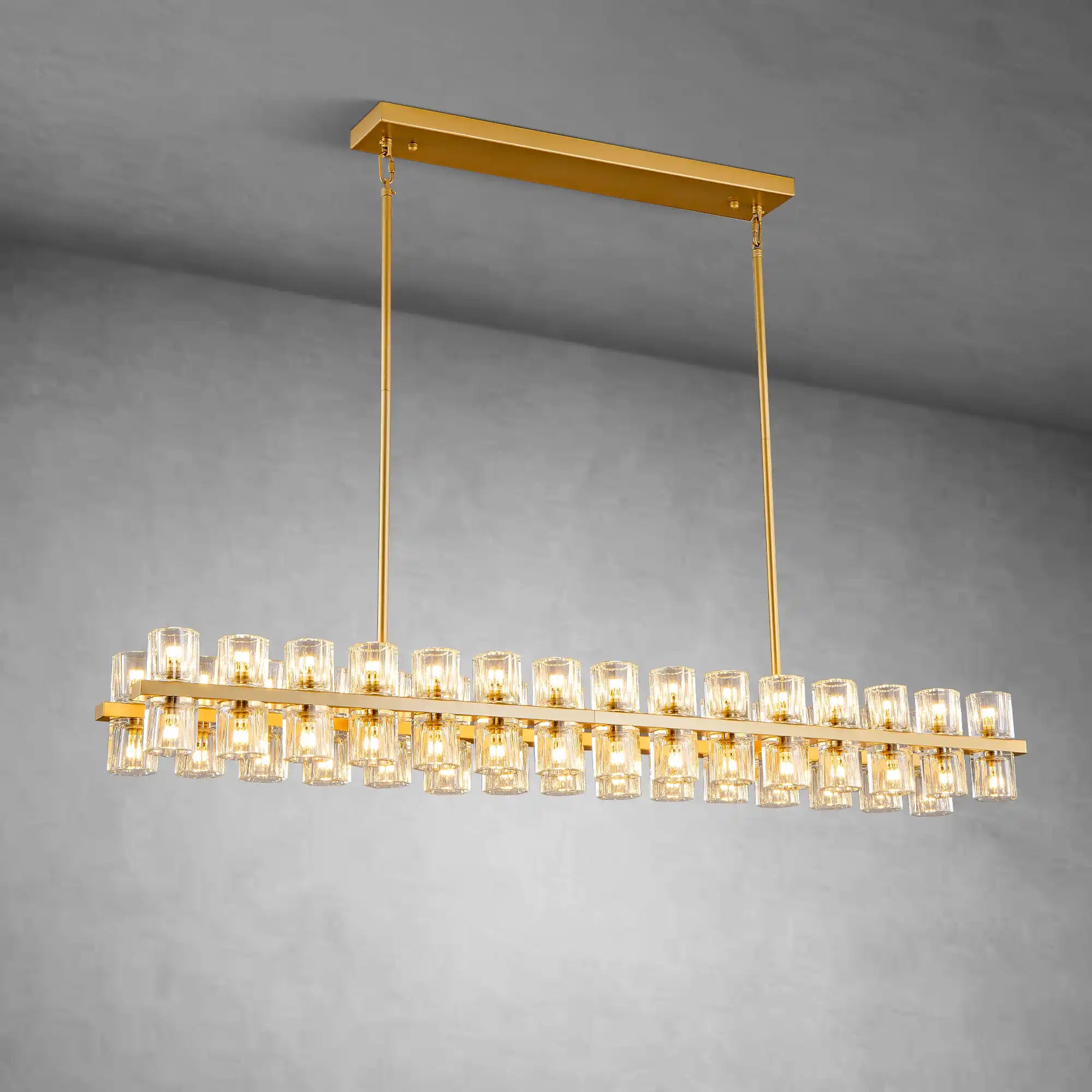 Modern 72" Rectangle K9 Crystal Chandelier for Dining Room