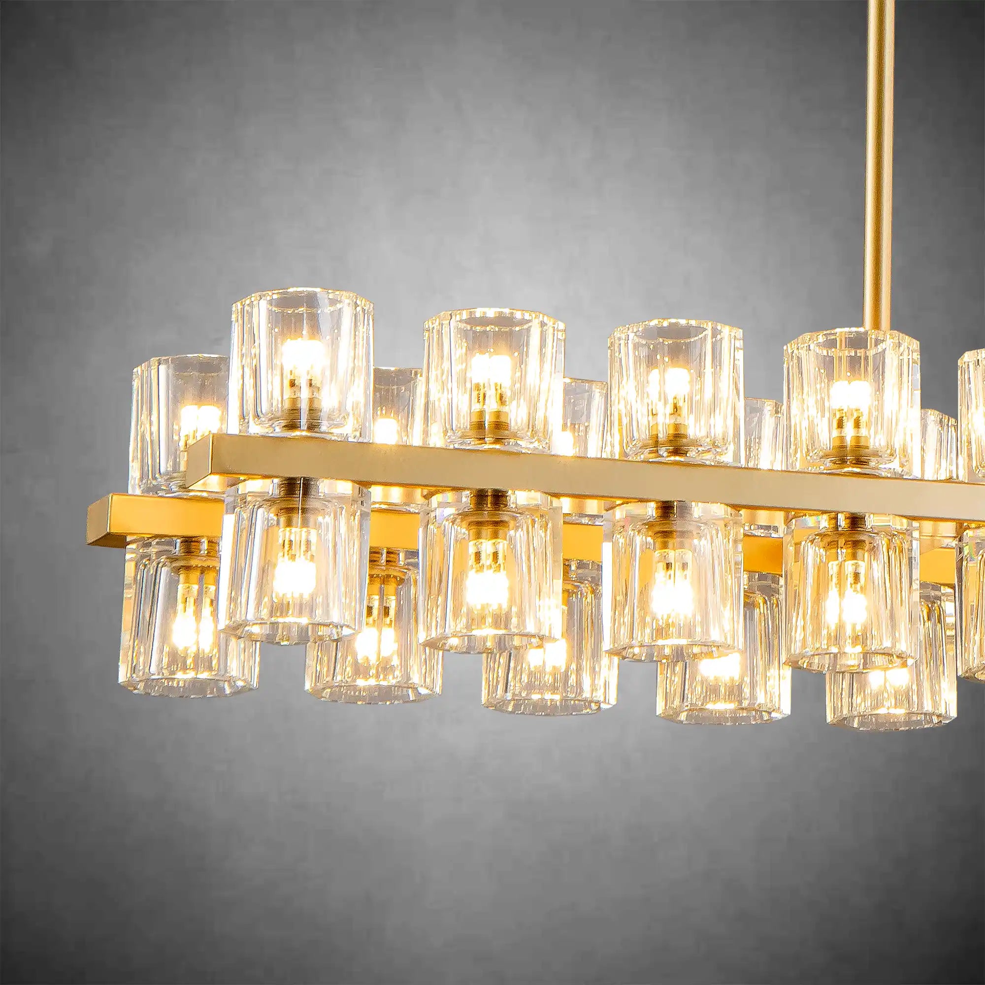 Modern 72" Rectangle K9 Crystal Chandelier for Dining Room