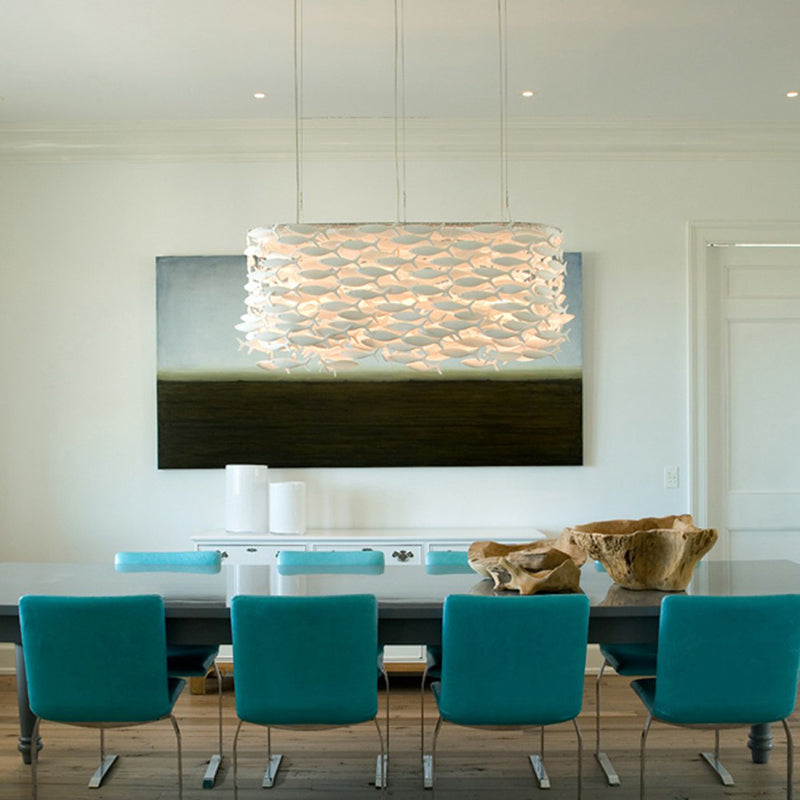 Elegant Porcelain Fish Shaped Dining Table Chandelier with Warm Light