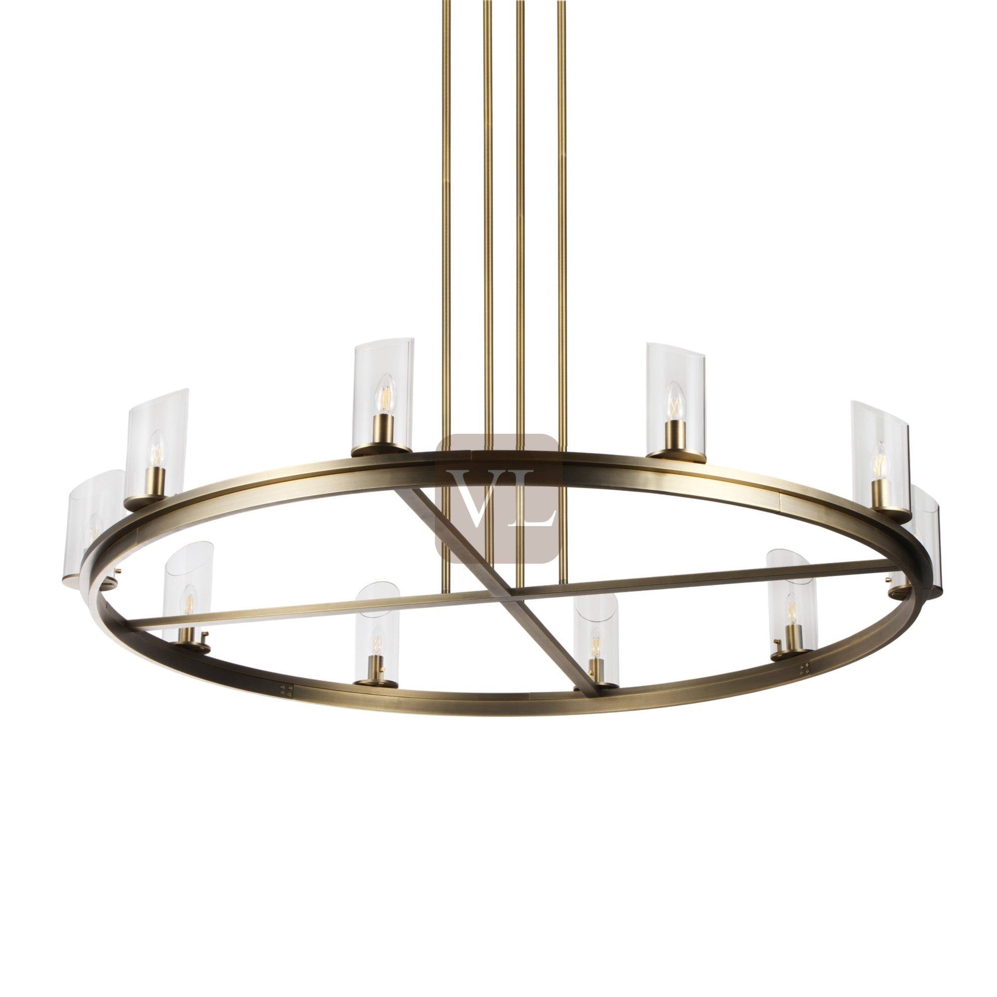 Modern Frame Glass Shade Chandelier