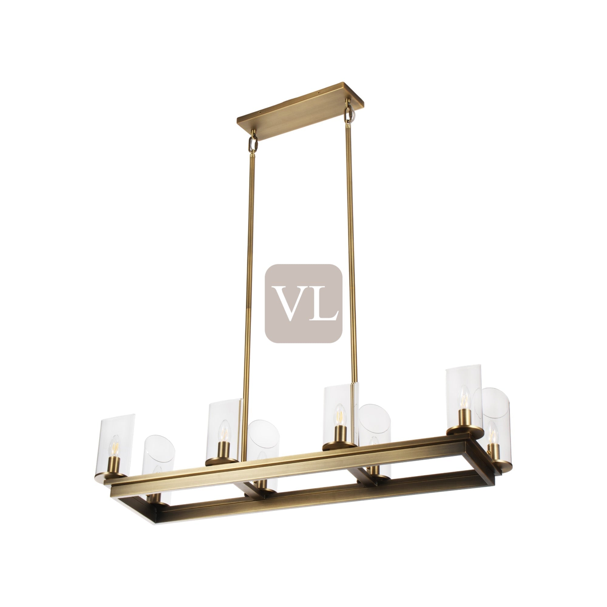 Modern Frame Glass Shade Chandelier