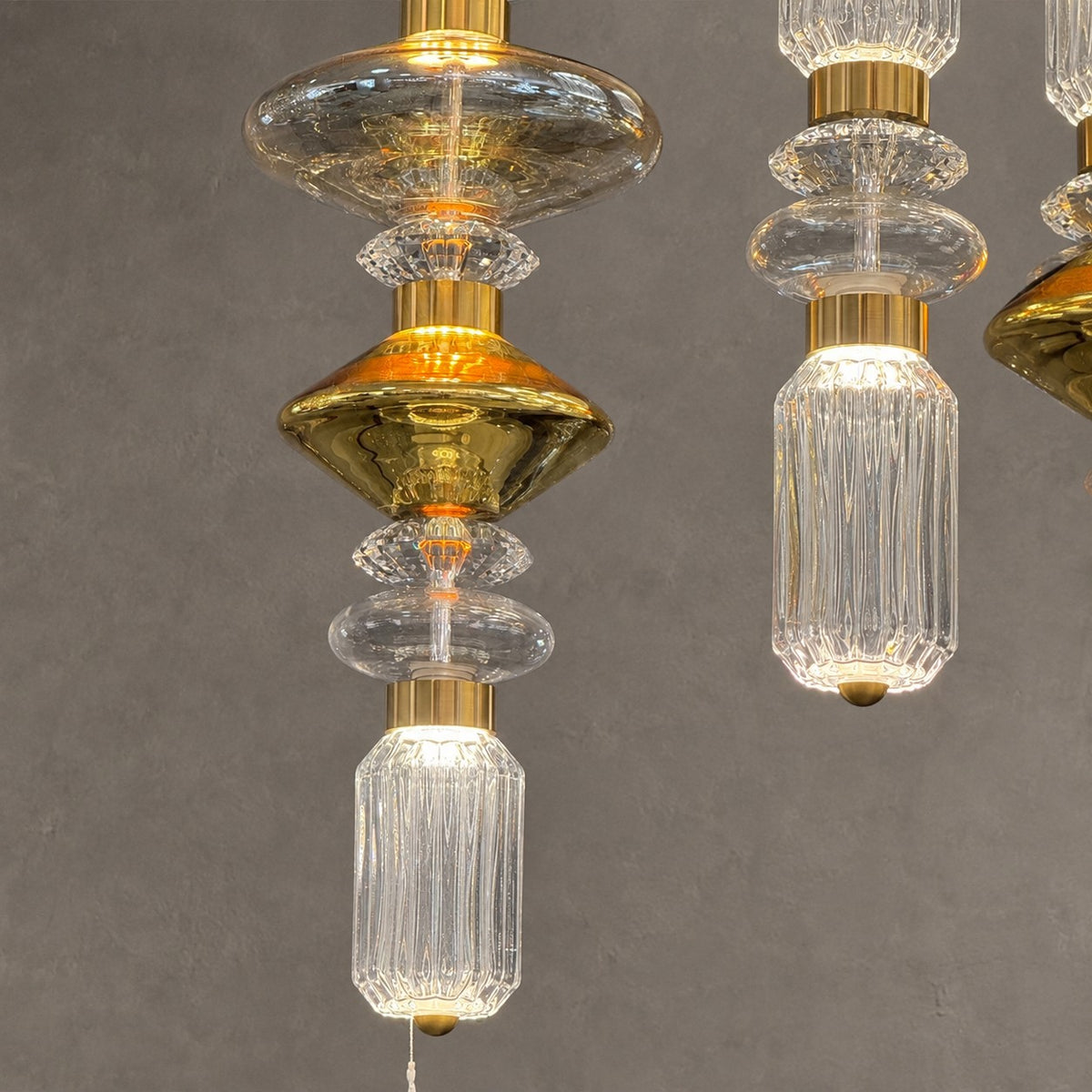 Mid-Century Vintage Suspended Glass Chandelier