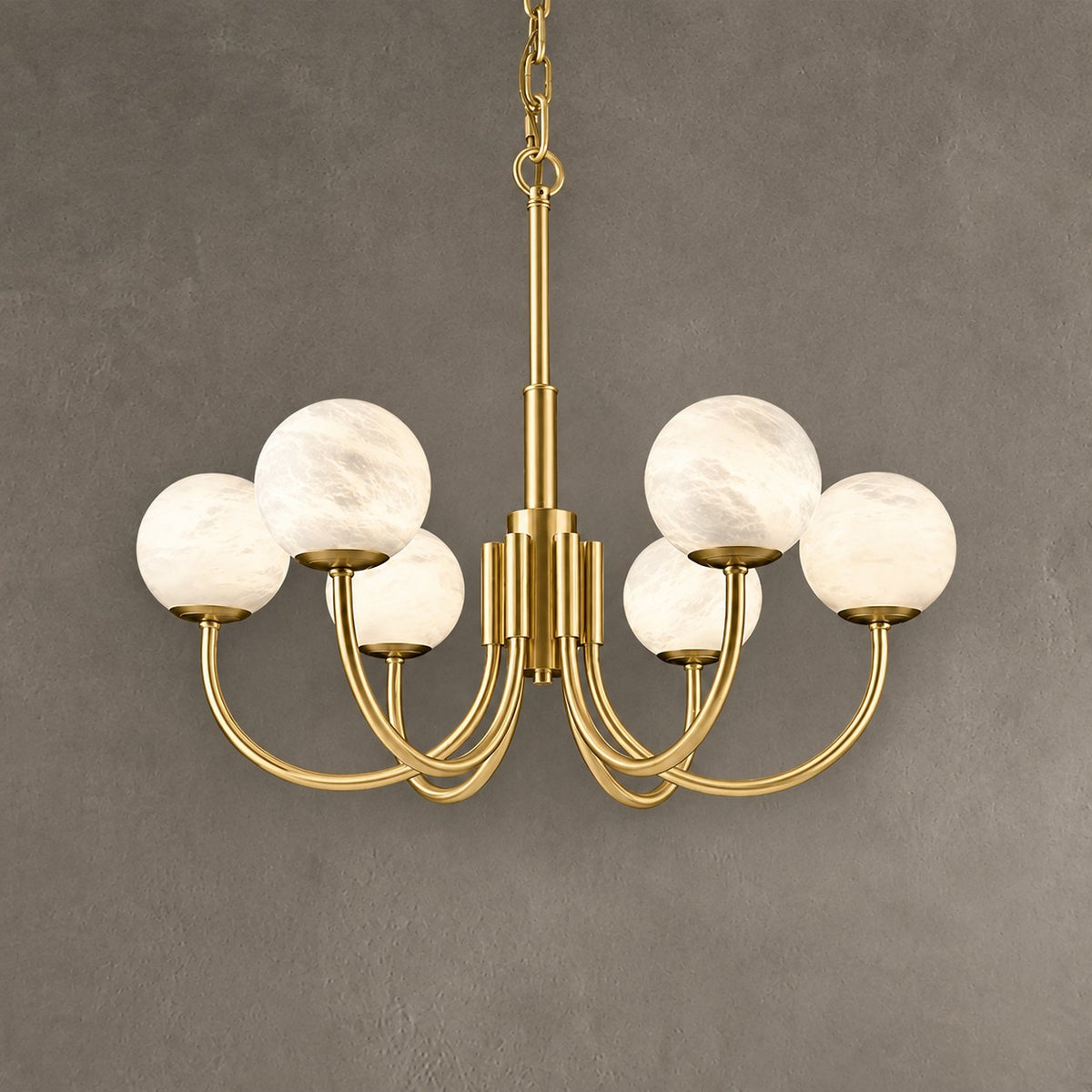 Modern Luxury Alabaster Chandelier, Pendant Brass Chandelier
