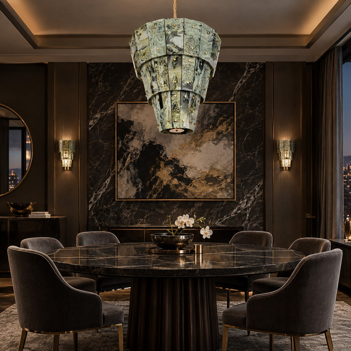 Modern Tapered Luxury stone Chandelier