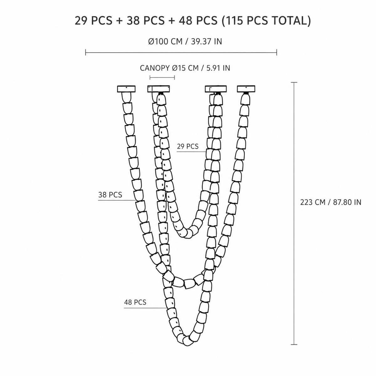 Chandelier Versailles Veil Cascading Crystal