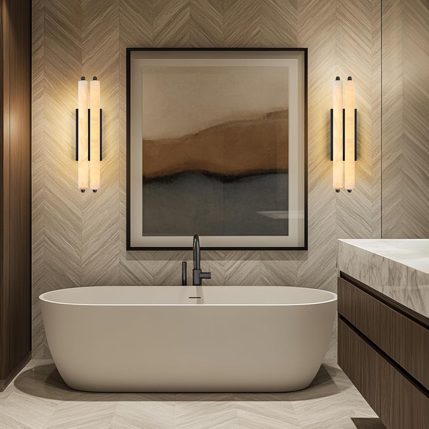 Elegant Alabaster Handcrafted Wall Sconce