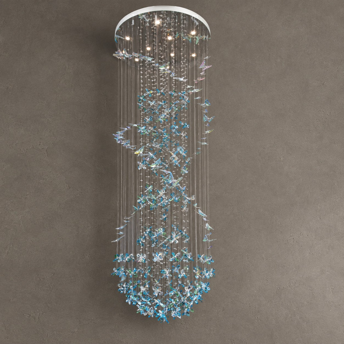Modern Floating Blue Butterfly Crystal Chandelier for Living Room/Staircase/Foyer