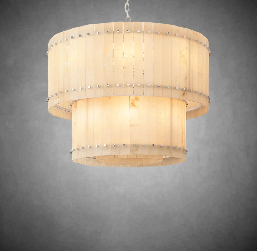 Marcus Alabaster Round Tiered Chandelier