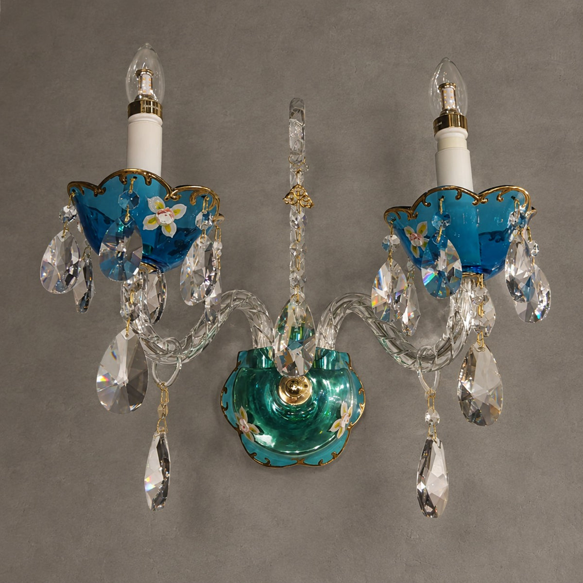 French Romantic Blue Crystal Designer Chandelier for Bedroom/Living Room/Dining Room