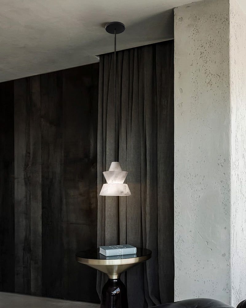 Brianna Alabaster Dining Table Pendant Modern Stacked Conical Pendant Light