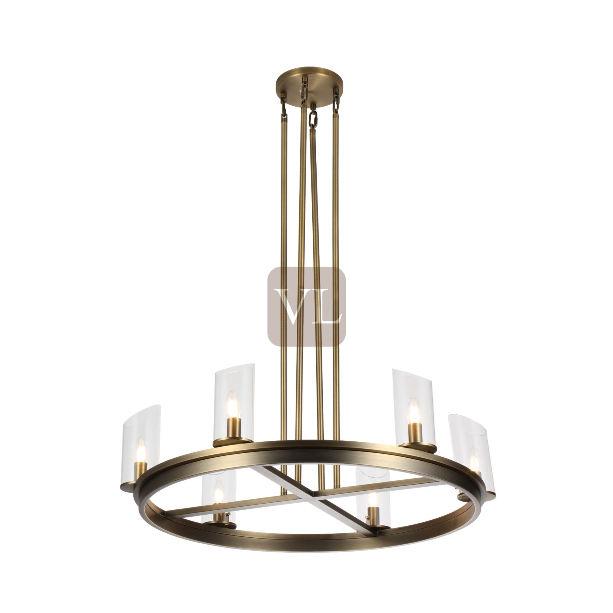 Modern Frame Glass Shade Chandelier