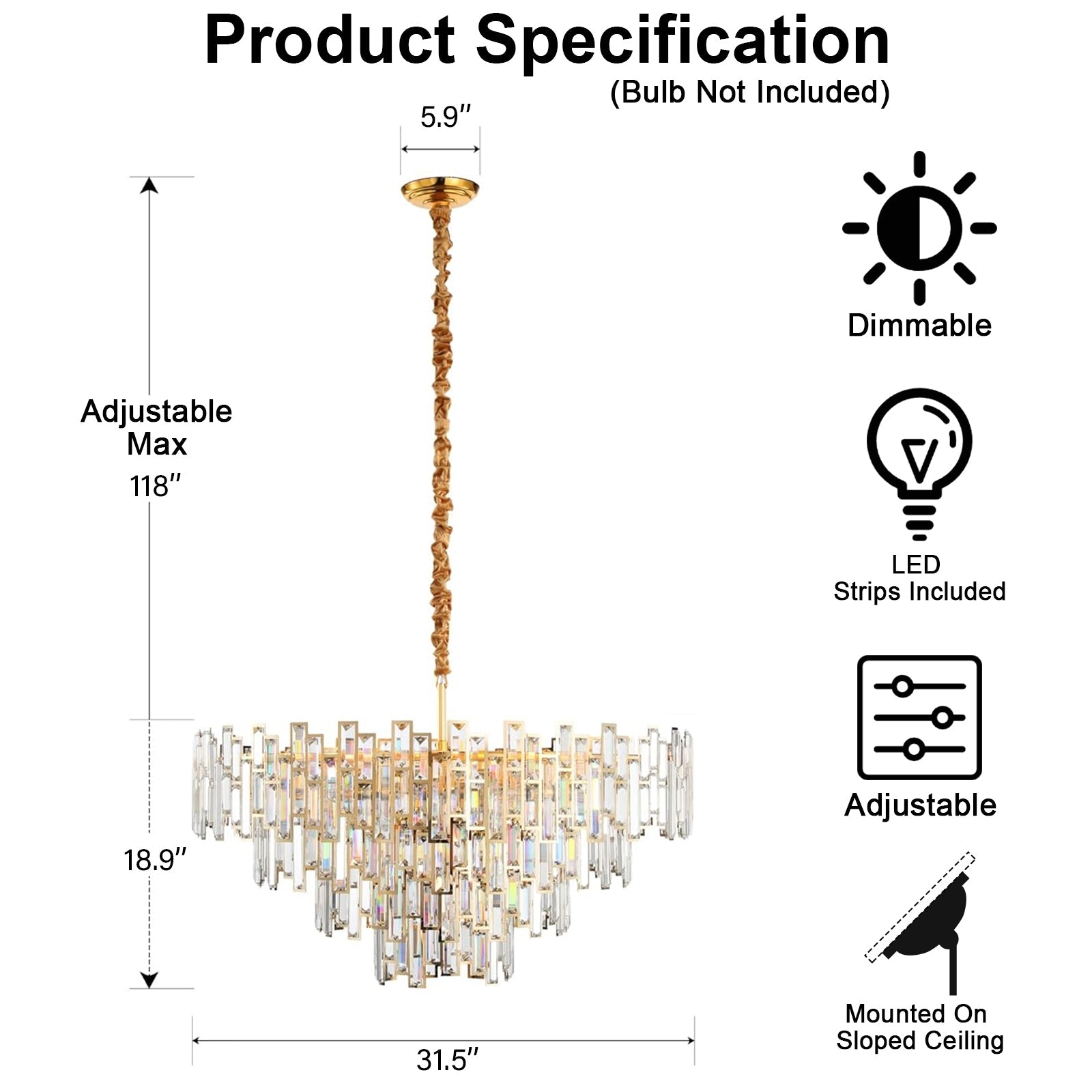 Modern Round K9 Crystal Chandelier