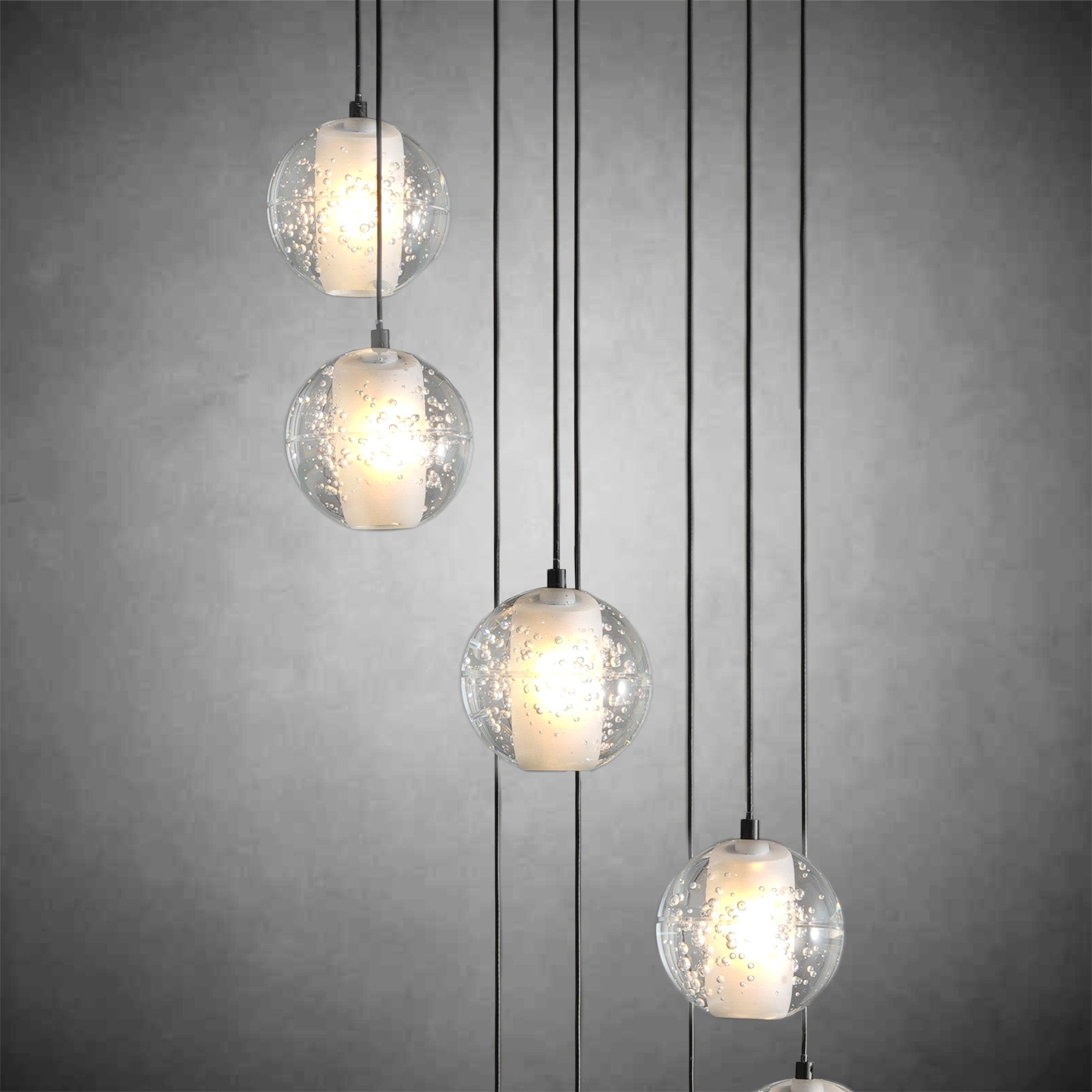 Modern Crystal Chandelier for Staircase 79" Long Black Stairwell Chandelier for Foyer Adjustable High Ceiling Lighting Fixture for Living Room Hallway Entryway Staircase