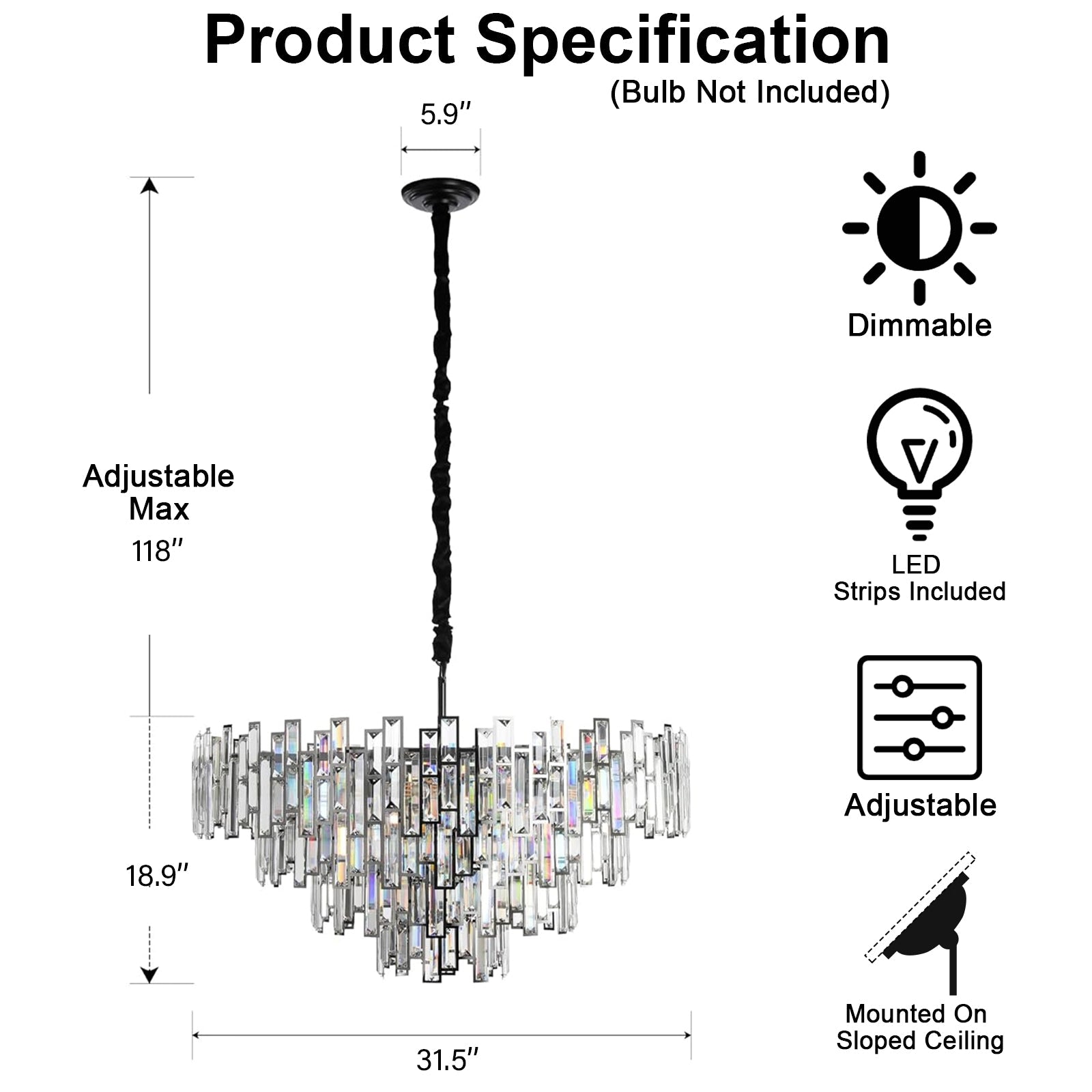 Modern Round K9 Crystal Chandelier