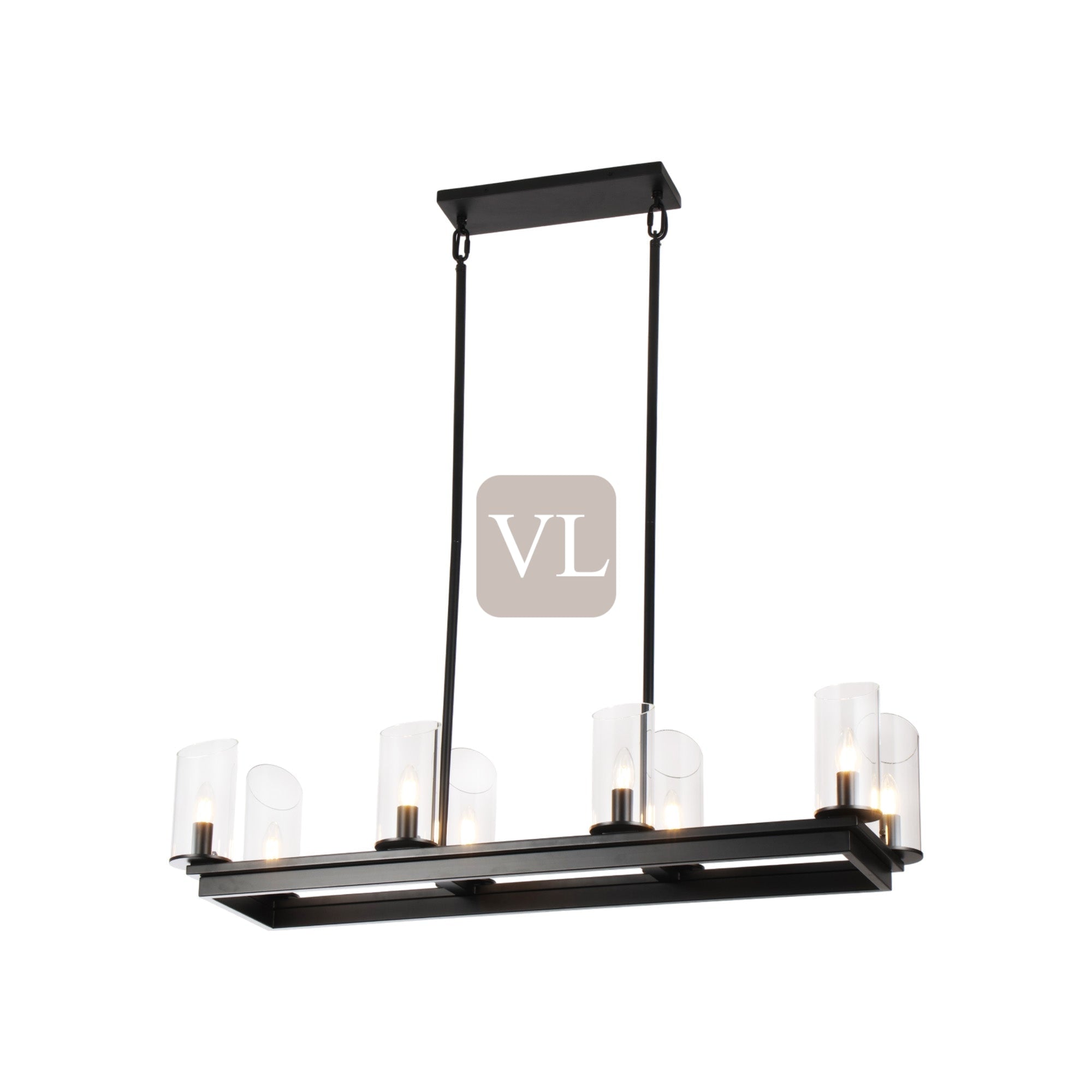 Modern Frame Glass Shade Chandelier