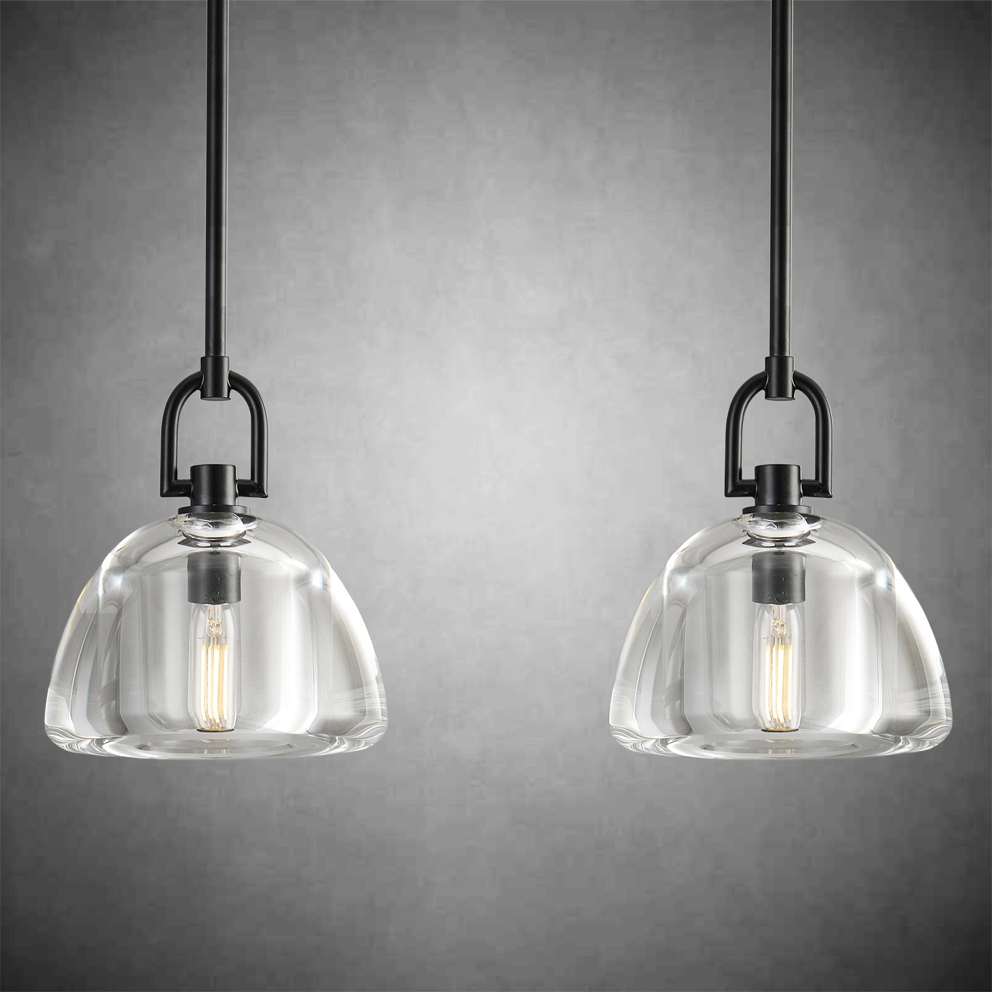 7" Glass Modern Black Pendant Lights(2PCS)
