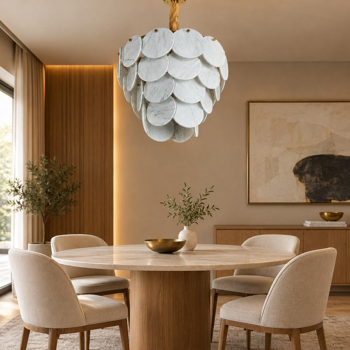 Modern Pearl Mist Gray Luxury stone Petal Chandelier