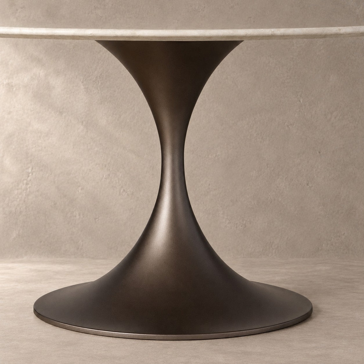 Round Stone-Top Steel-Base Dining Table