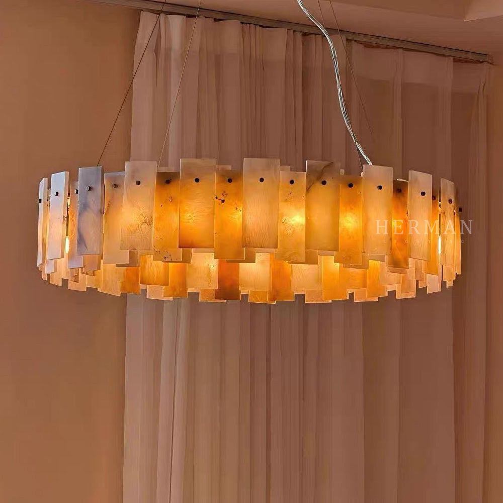 Halo Round Alabaster Chandelier