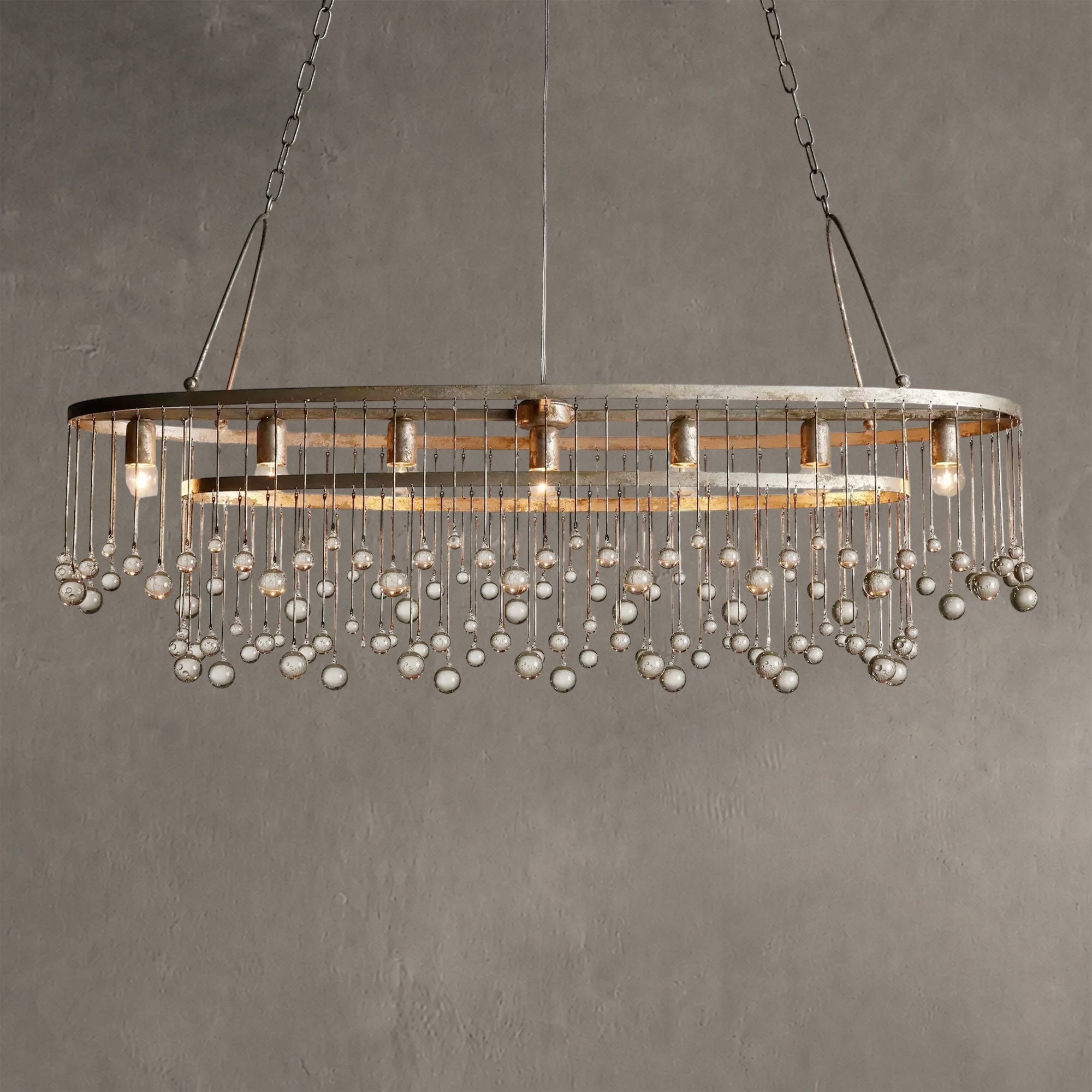 Aubrey Oval Crystal Ball 7 Light Chandelier