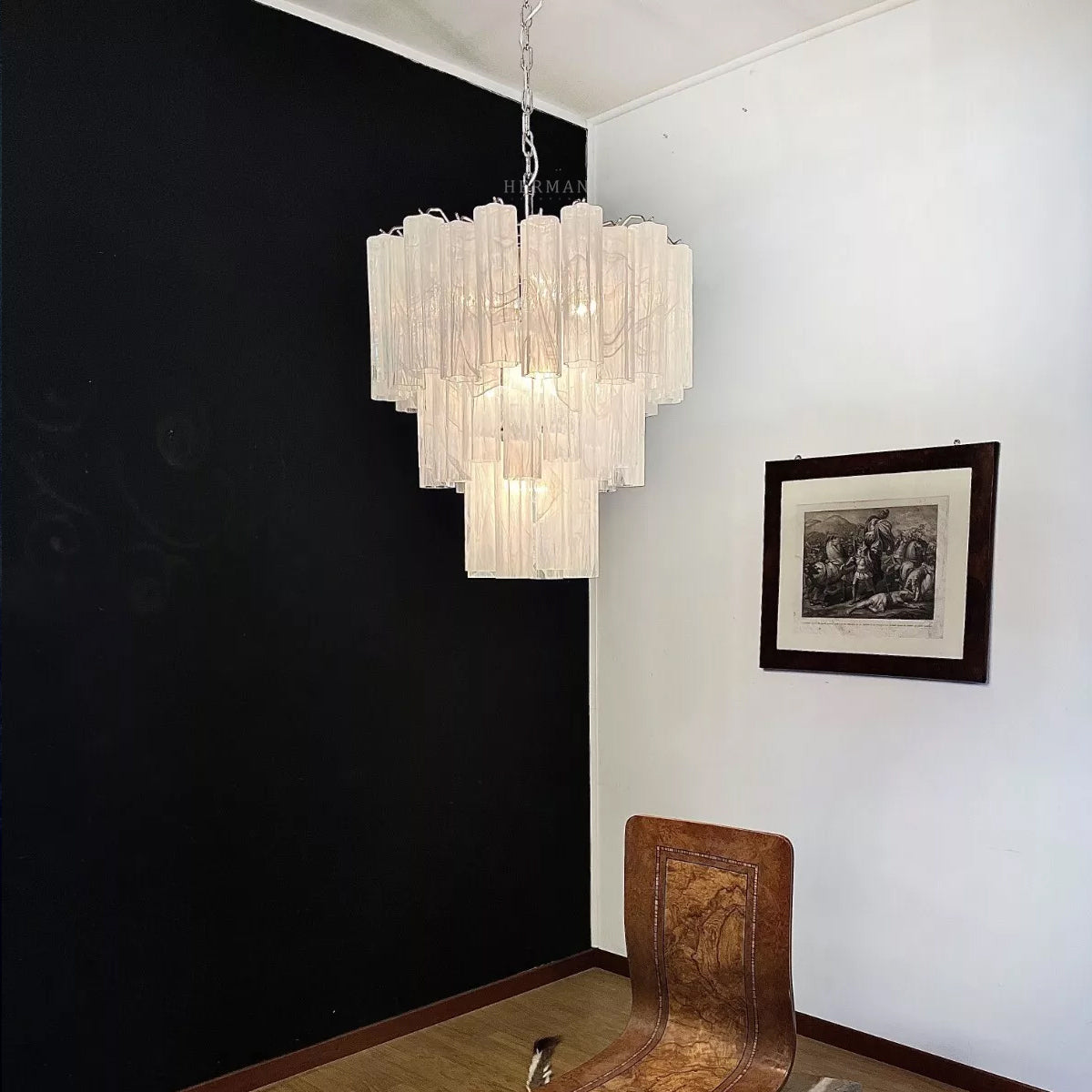 48-Tube Alabaster Chandelier, White