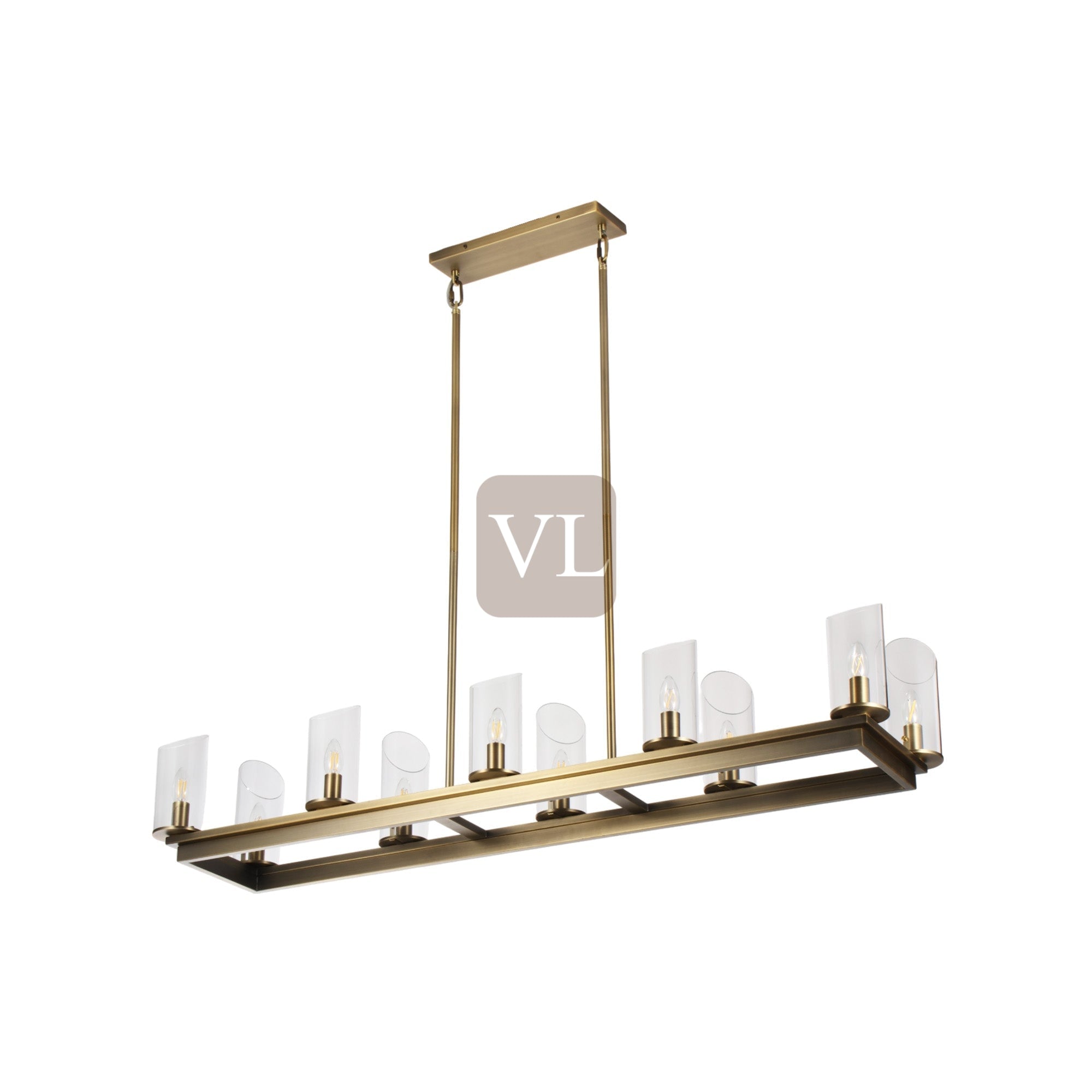 Modern Frame Glass Shade Chandelier