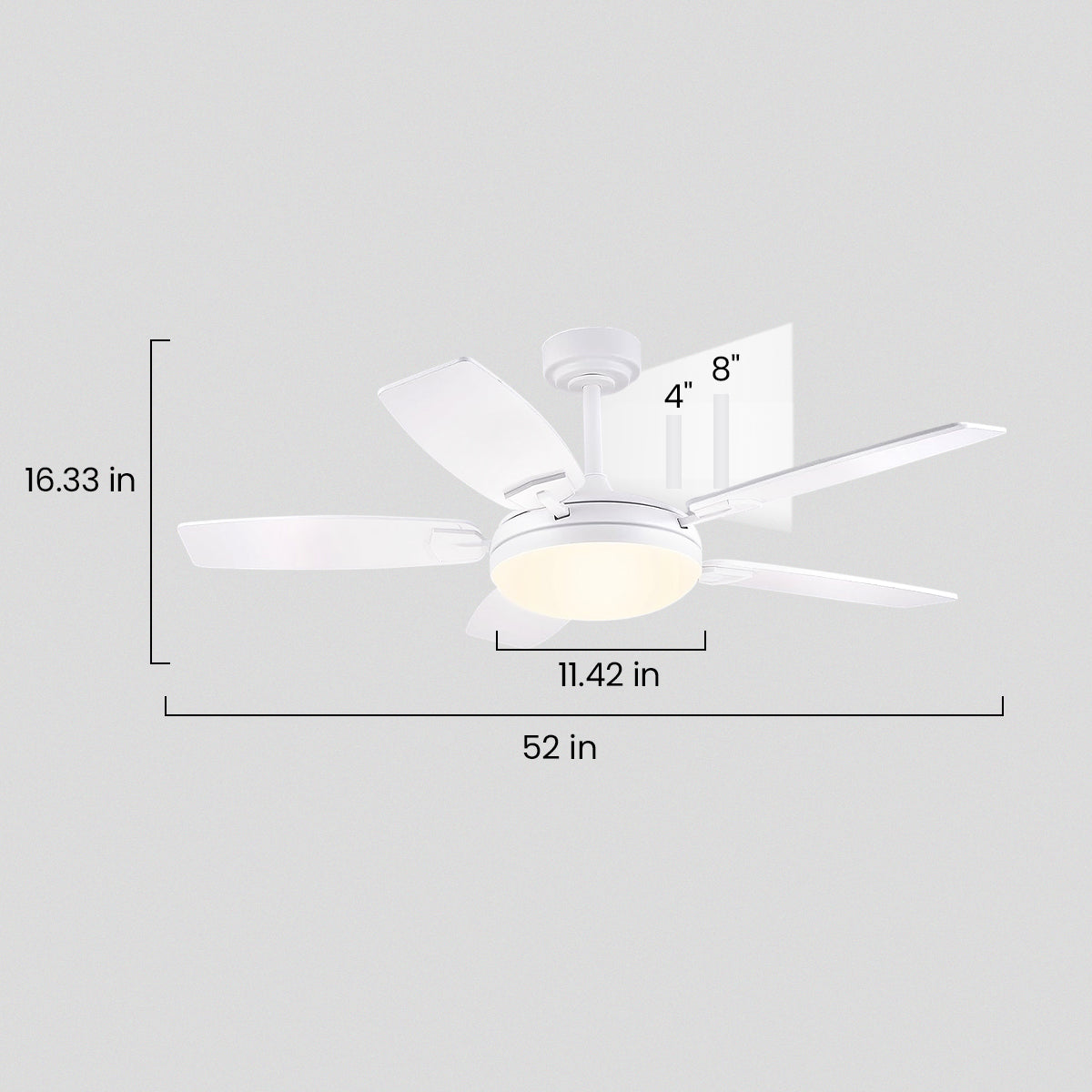 Zephyra Ceiling Fans with Lights 52"