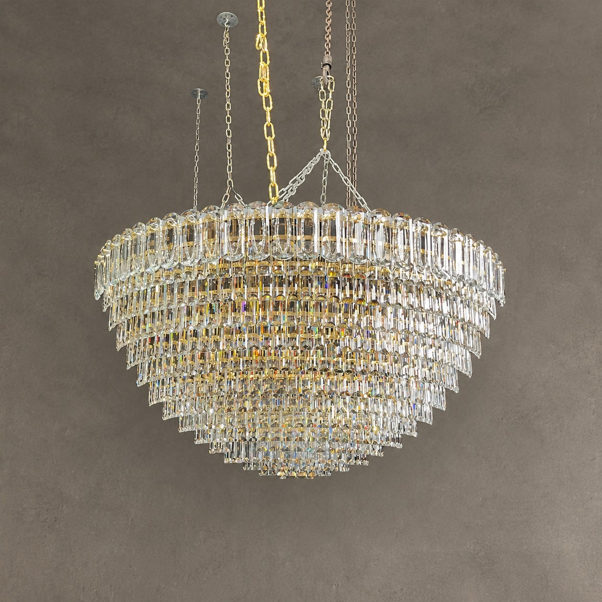 Golden Era Luxury Grand Fountain Crystal Chandelier for Staircase/Foyer/Living Room