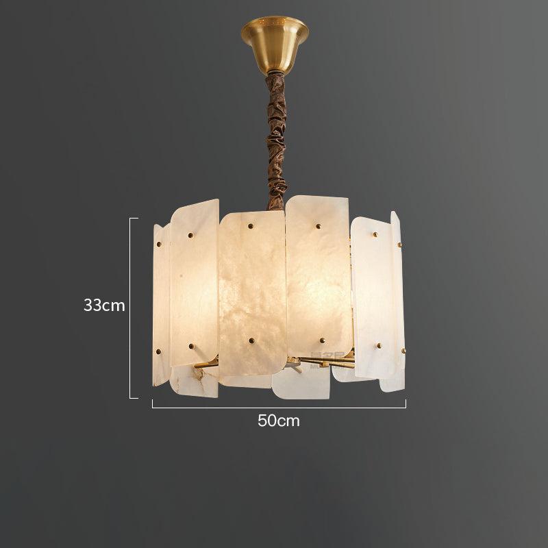 Elegant Marble Alabaster Round Chandelier with 5 or 10 Lights
