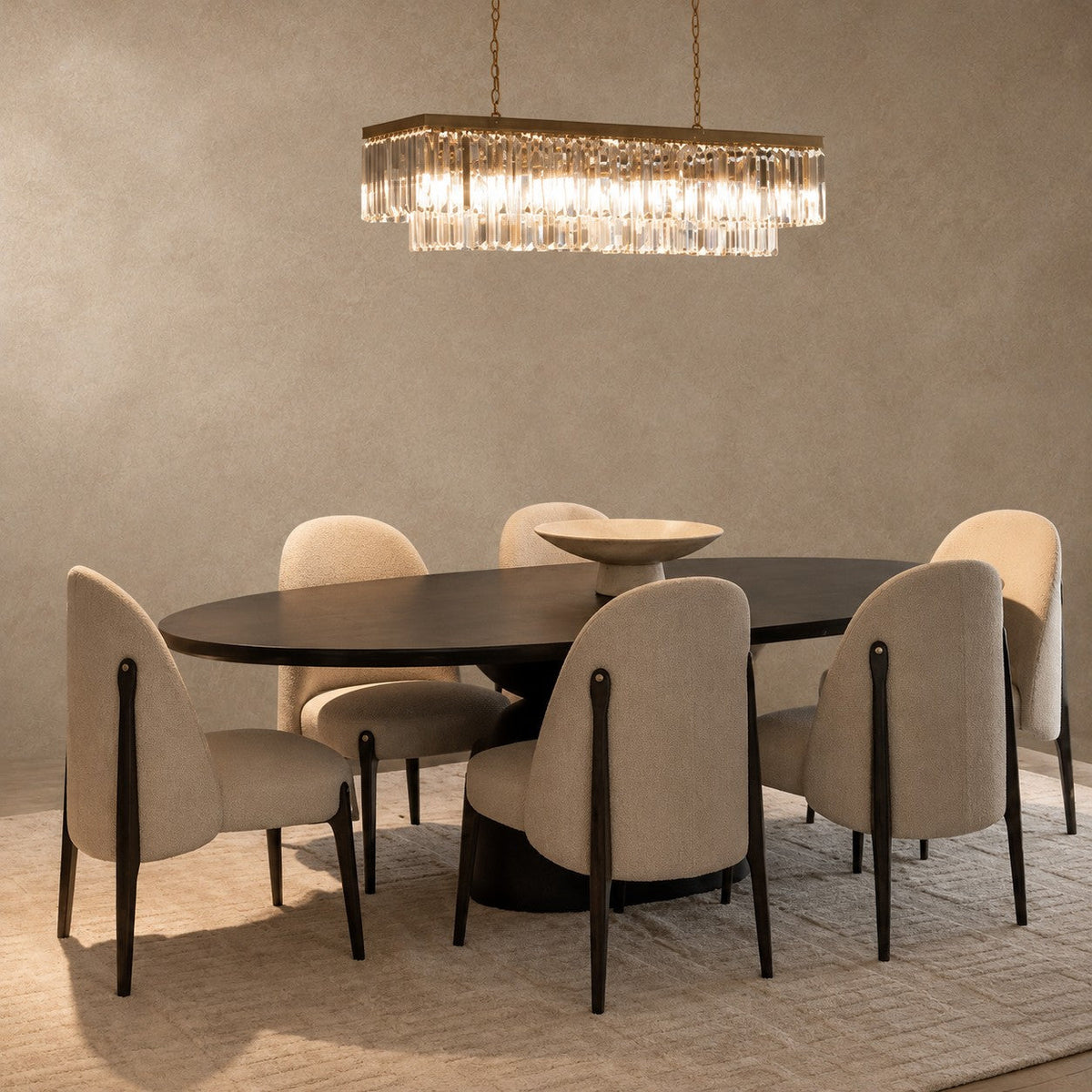 Hand-Sculpted Modern Oval Oak Dining Table