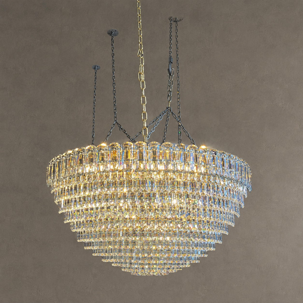 Golden Era Luxury Grand Fountain Crystal Chandelier for Staircase/Foyer/Living Room