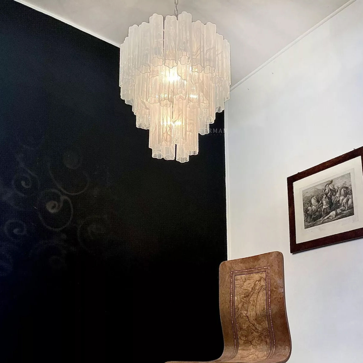 48-Tube Alabaster Chandelier, White