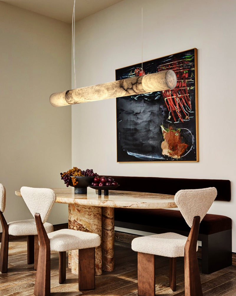 Minimalist Long Cord Ceiling Pendant Alabaster Lighting