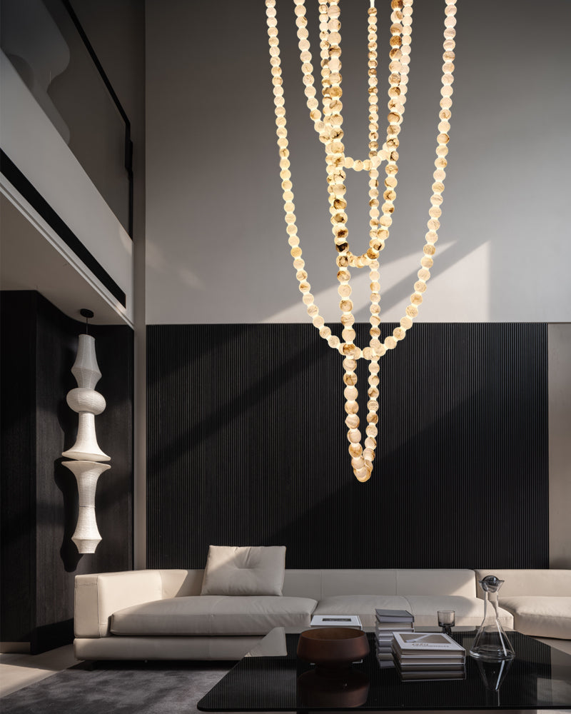 Cascading Alabaster Globe Chandelier