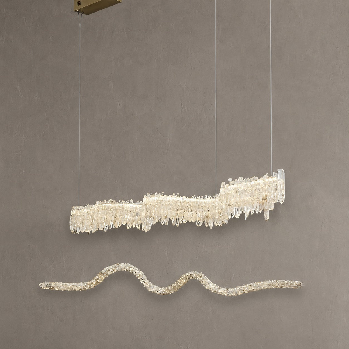 Rose Rock Crystal Chandelier Modern Linear Chandelier