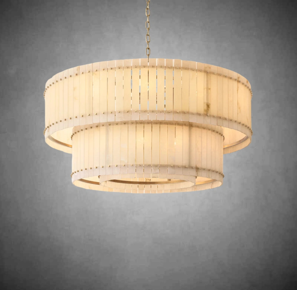 Marcus Alabaster Round Tiered Chandelier